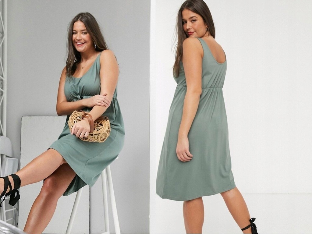 Vero Moda Curve Zielona sukienka na ramiączkach 54