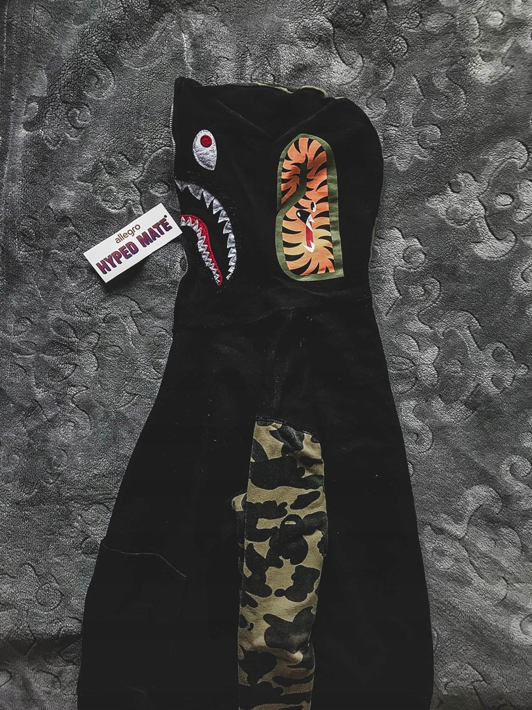 BAPE A BATHING APE HALF CAMO FULL-ZIP SHARK HOODIE