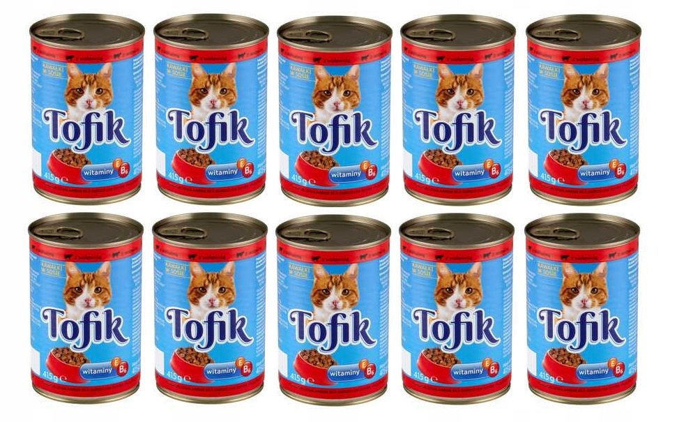 KARMA DLA KOTA MOKRA TOFIK 10 X 415g PUSZKA Z WOŁOWINĄ WOŁOWINA W SOSIE