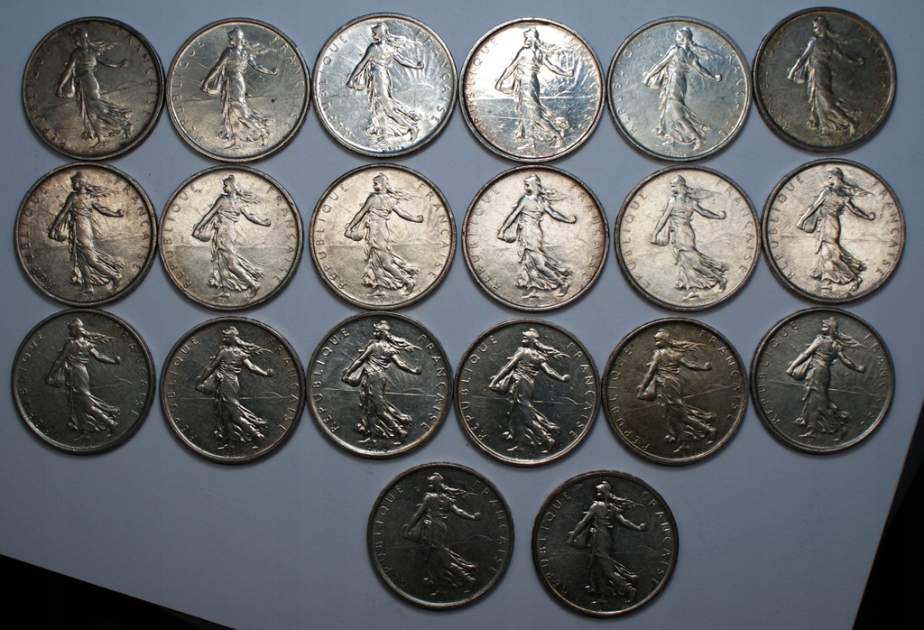 20 sztuk monet - 5 franków (1960-1964) Ag 835