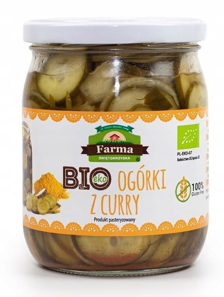 Ogórki z curry bio 320 g farma świętokrzyska