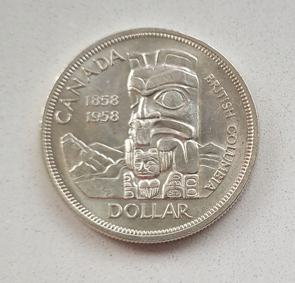 J1) KANADA srebro - 1 Dollar- 1958 r. Kolumbia Brytyjska