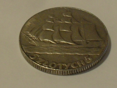 5 zł statek 1936 r.