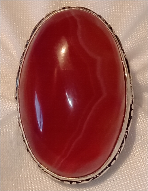 DUŻY KARMAZYNOWY AGAT 30x20 MM SREBRNY PIERŚCIEŃ