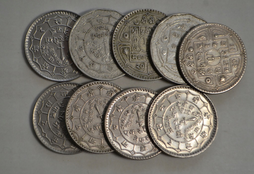 Nepal - 1 Rupia - miks - zestaw 9 monet