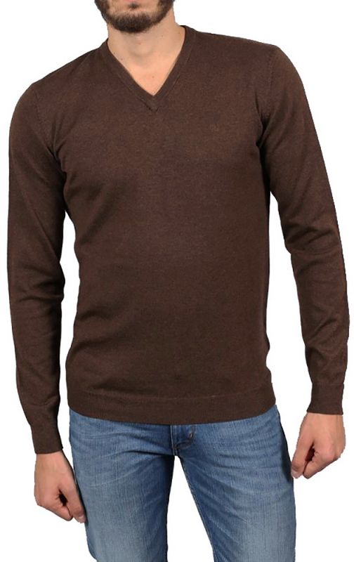 Wrangler v-neck W85684QRR BRĄZOWY SWETER S