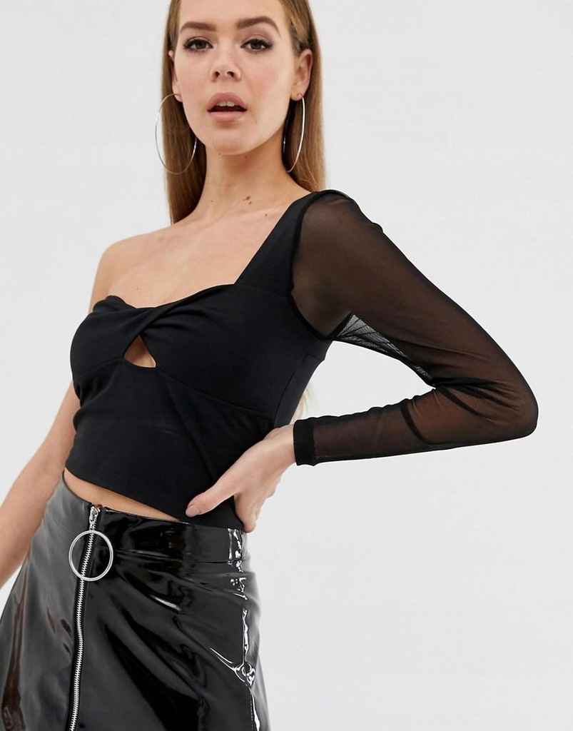 ASOS DESIGN__XDI CZARNY TOP NA JEDNO RAMIĘ__S