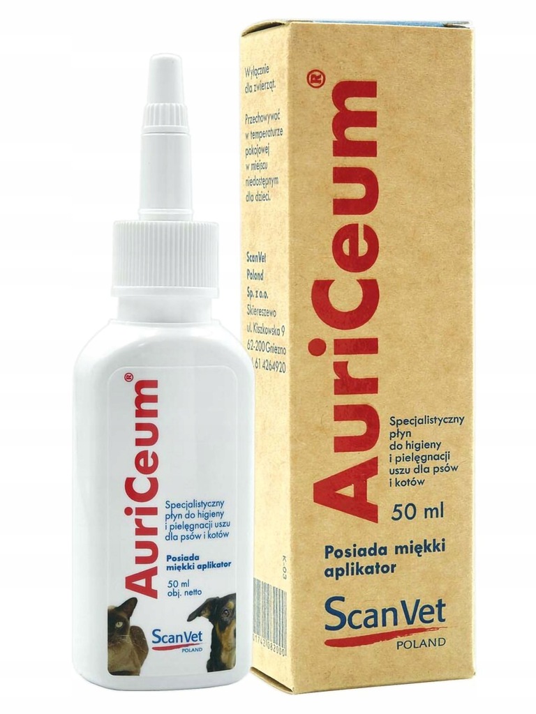 ScanVet AuriCeum oczyszczenie zew. kanału słuchowego psów i kotów 50 ml