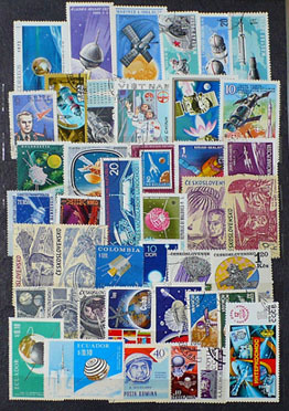 Kosmos - różne kraje -zestaw znaczków