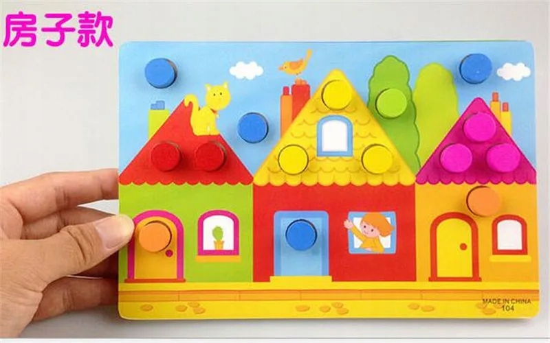 Zabawki przedszkolne drewniana kolorowa tablica poznawcza Montessori edukac