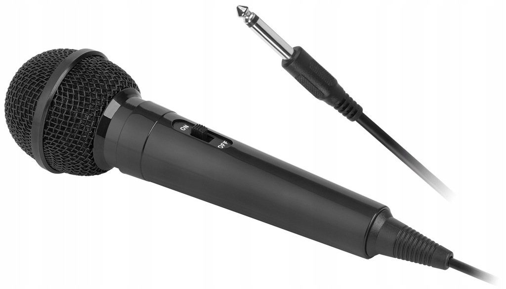 Mikrofon przewodowy dynamiczny do karaoke imprezy Jack 6.3mm kabel 200cm