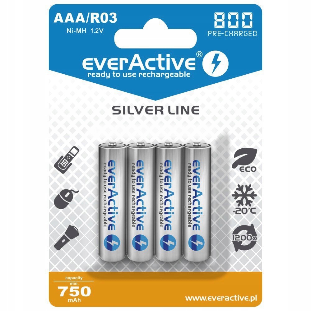 *Akumulatorek everActive R03 AAA Ni-MH 800 mAh R2U