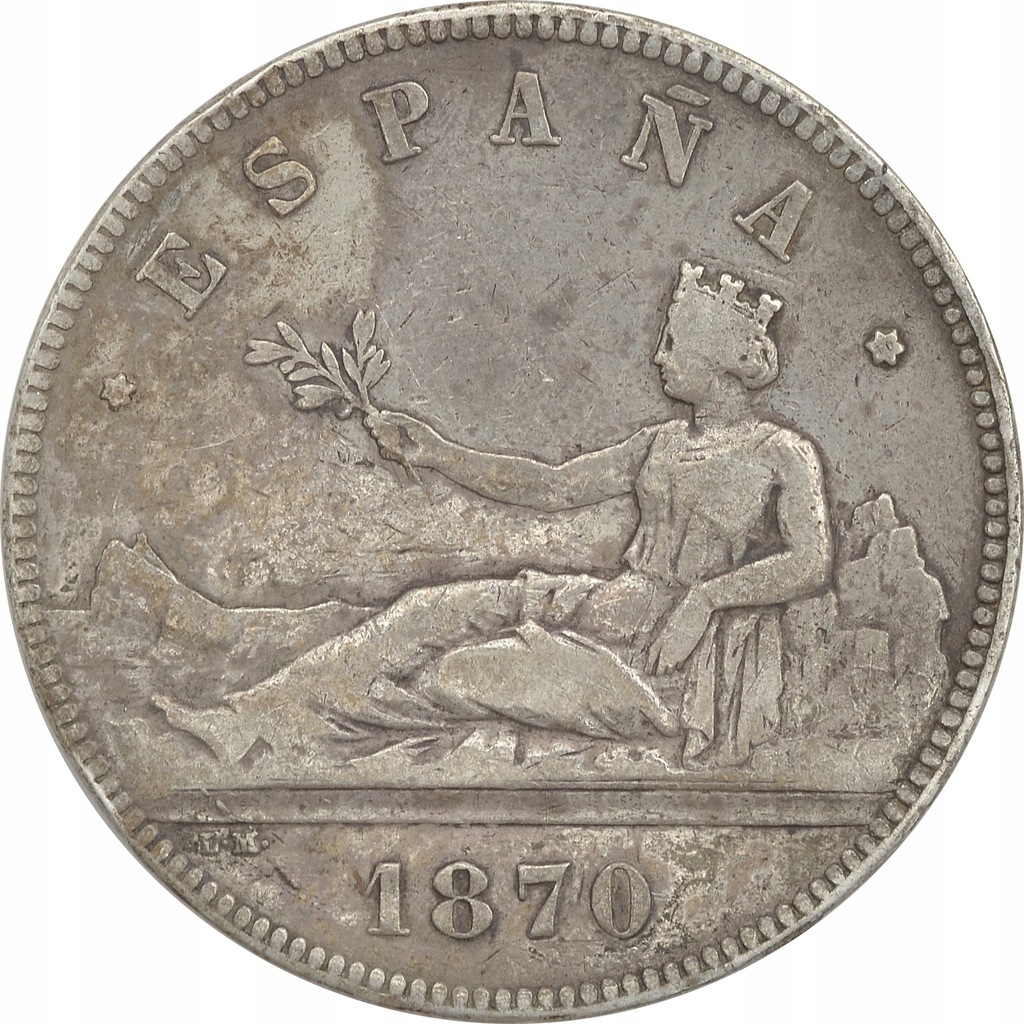 22.HISZPANIA, 5 PESET 1870 SN M