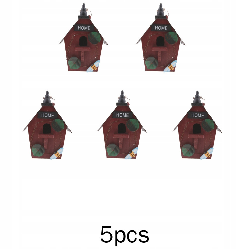 5x Wiejskie domki Drewniany domek dla ptaków