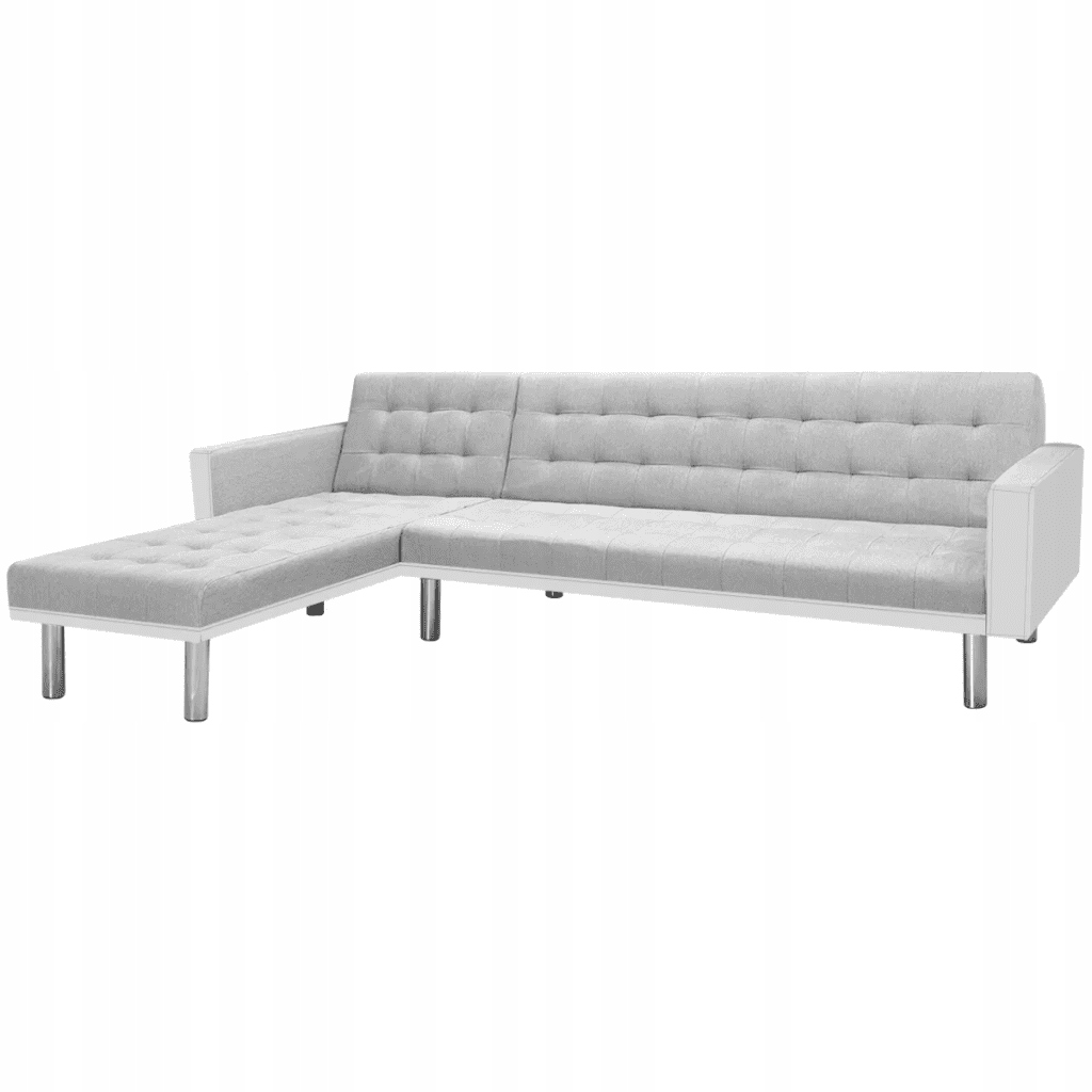 Sofa narożna z tkaniny, 218 x 155 x 69 cm, biało-s