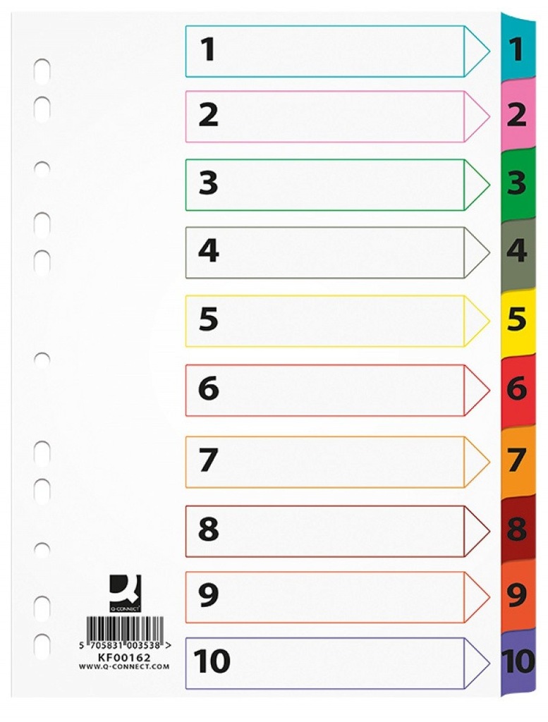 Przekładki A4 1-10 LAMINOWANE INDEKSY NUMEROWANE