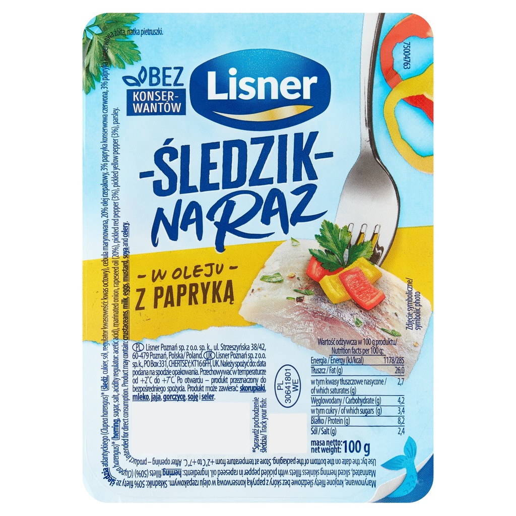 ŚLEDZIK NA RAZ W OLEJU Z PAPRYKĄ 100g LISNER