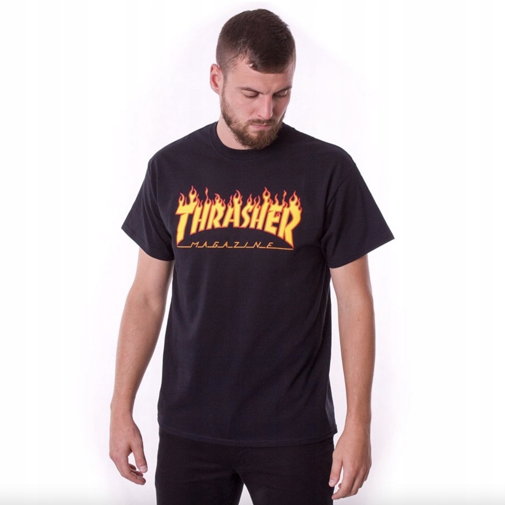Koszulka męska Thrasher Flame Logo black L