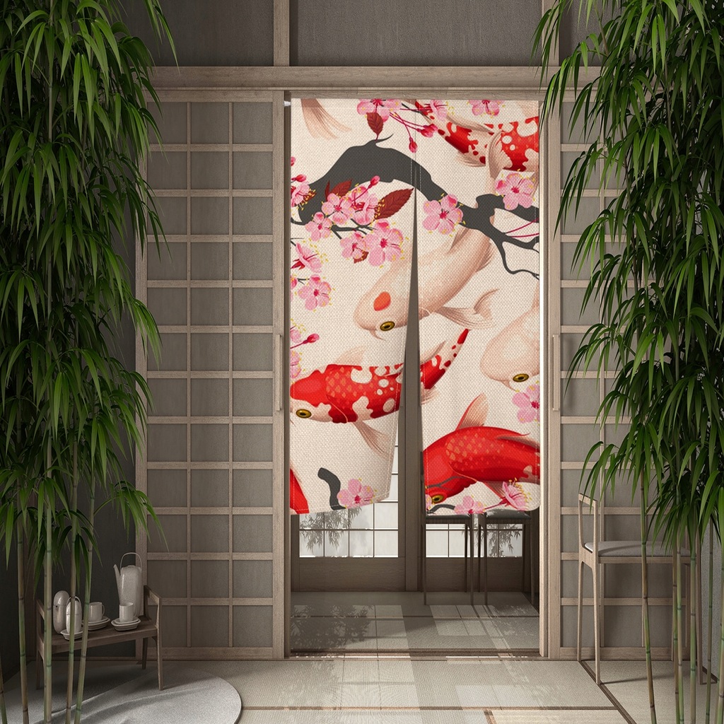 85*120cm Zasłona drzwlowa Japońska ryba Koi zasło
