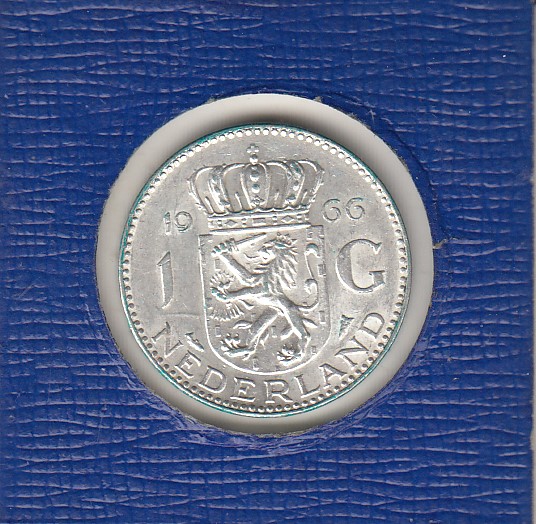 Holandia 1 guldrn 1966 srebro ladny stan
