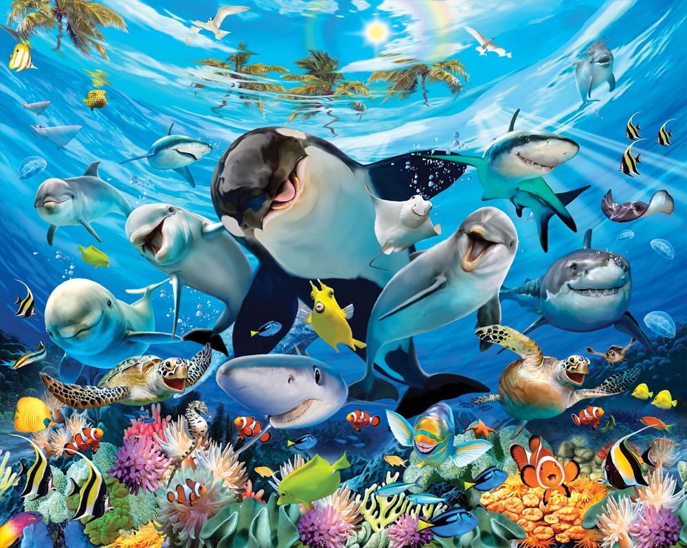 TAPETA fototapeta Morze Ocean RYBKI delfiny SEA ne