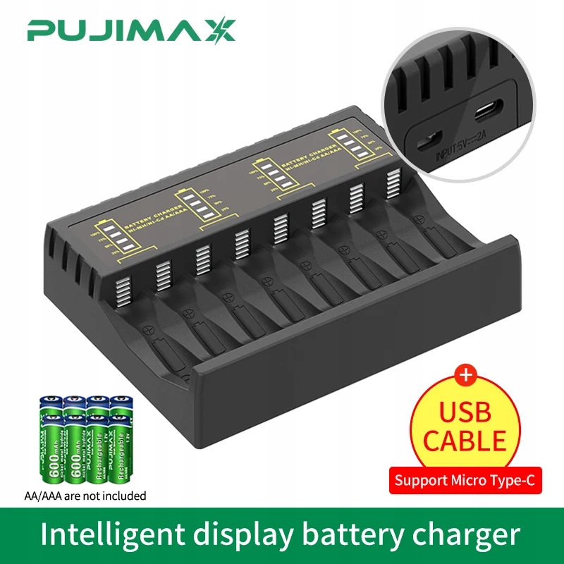 Inteligentna ładowarka PUJIMAX 8-gniazdkowa ze wskaźnikiem LED do ładowarek