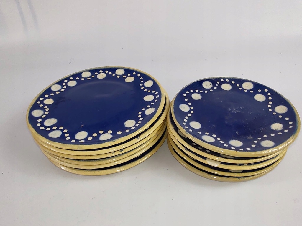 Komplet talerzy ceramika ręcznie malowane PRL