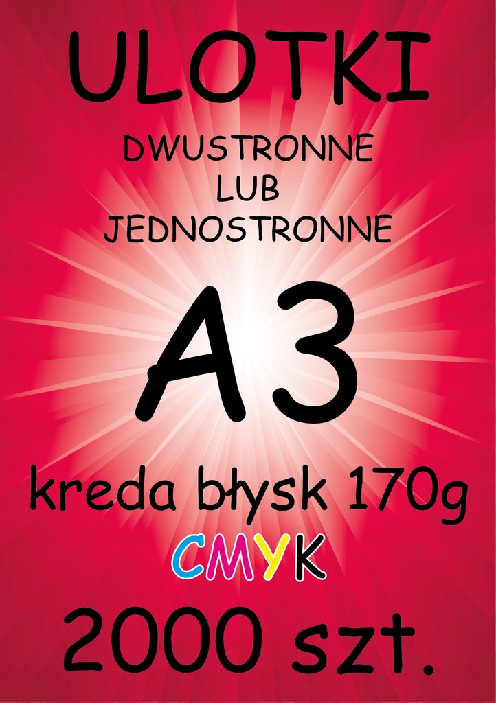 ULOTKI dwustronne A3 KREDA Błysk 170g - 2000 sztuk