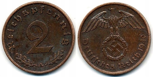 Niemcy 2 Reichspfennig - 1940r A ... Monety