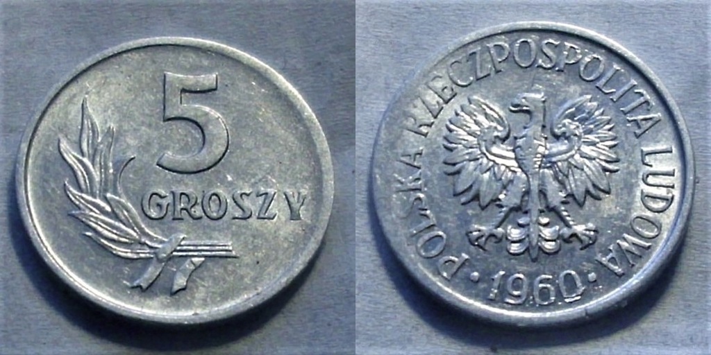 5 groszy 1960 rzadki rocznik , niezły stan