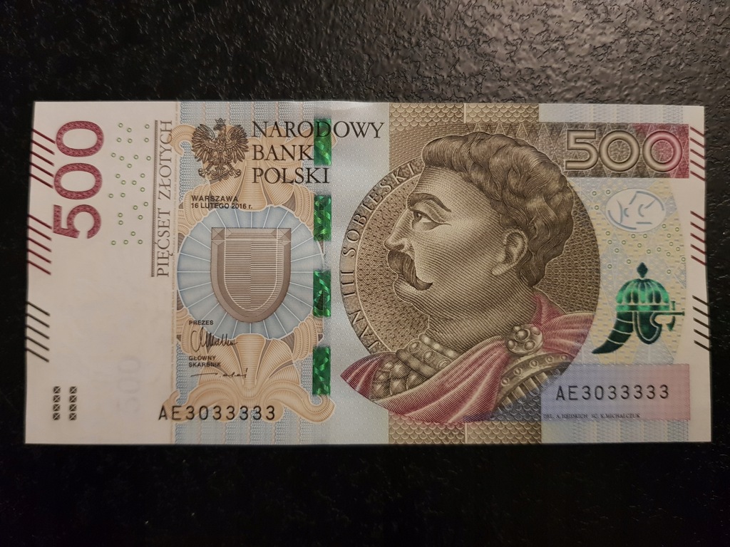 Banknot 500 zł Seria AE 3033333
