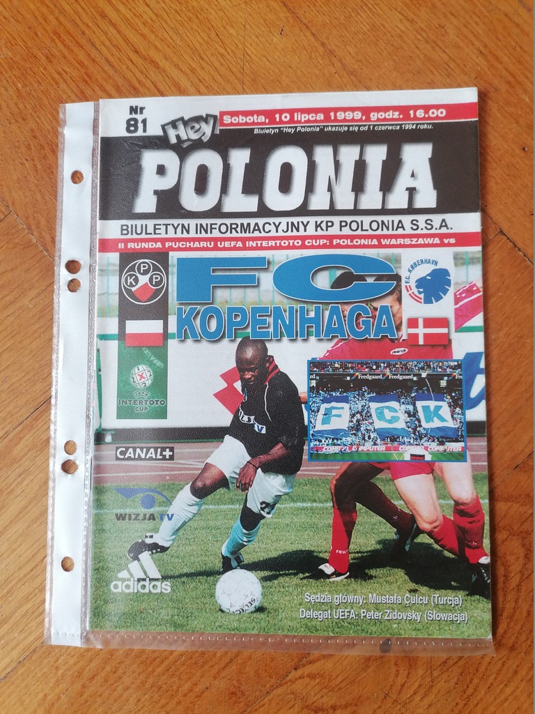 PROGRAM POLONIA WARSZAWA-FC KOPENHAGA 1999 R