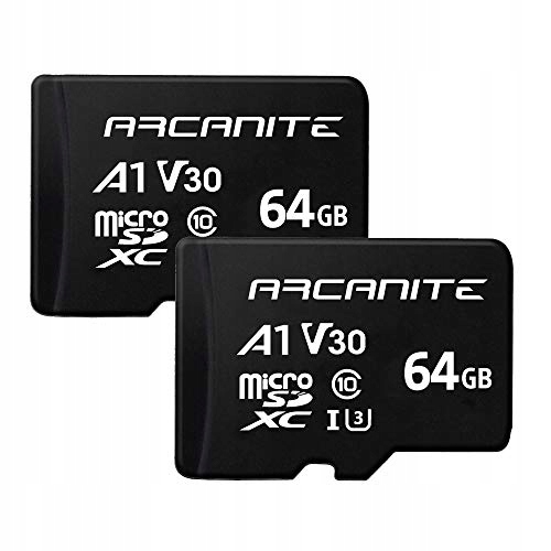 ARCANITE 2-Pack 64GB microSDXC Memory Card - A1, UHS-I U3, V30, 4K, C10, Mi