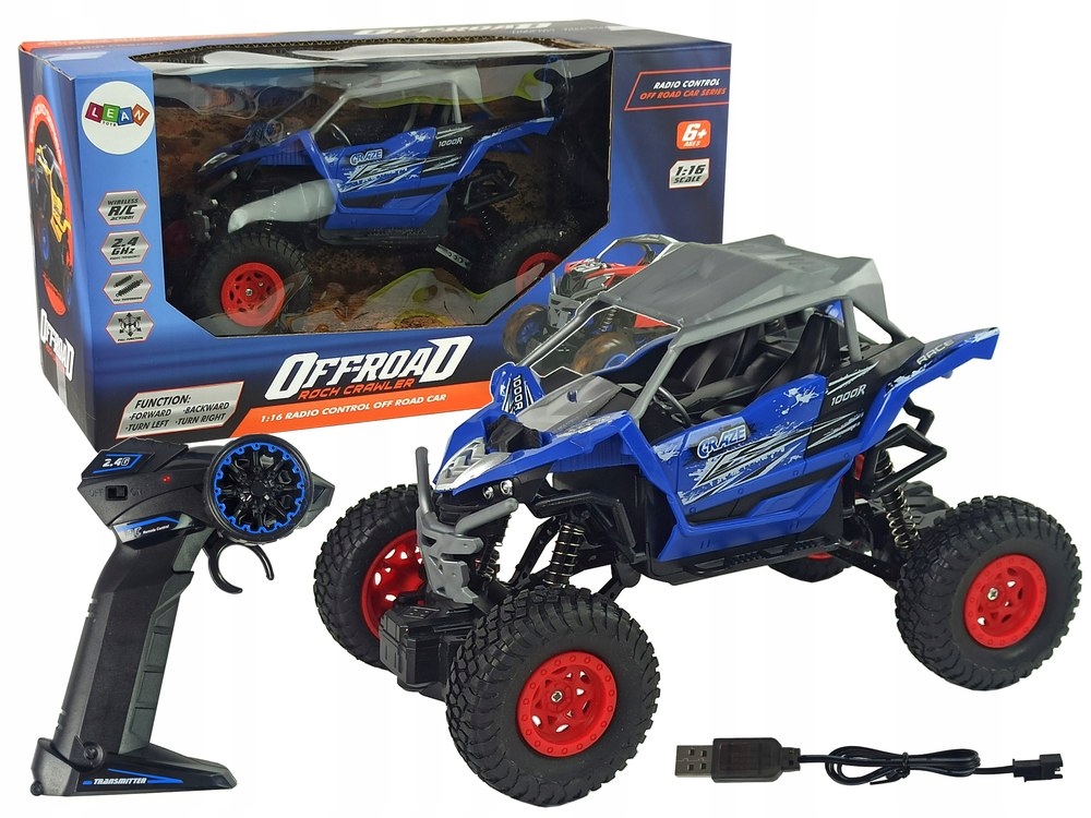 TERENOWE AUTO OFF- ROAD ZDALNIE STEROWANE 2,4 GHZ 1:16 NIEBIESKIE