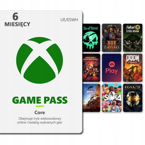 Subskrypcja Microsoft Xbox Game Pass CORE + GOLD - XBOX - 6 miesięcy - VPN