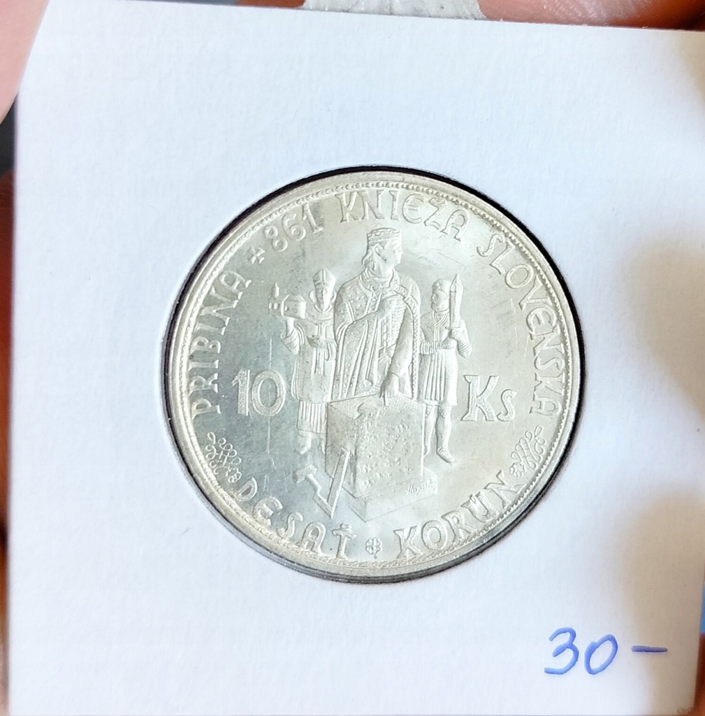 Słowacja 10 koron 1944 srebro piękna okołomennicza