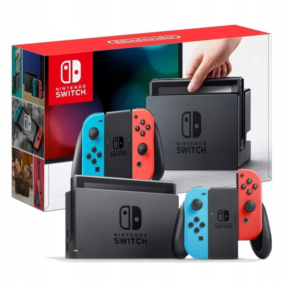 KONSOLA NINTENDO SWITCH 32GB NEON + GRY -GWARANCJA