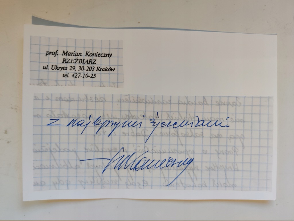 (+) prof. Marian Konieczny - rzeżbiarz - autograf