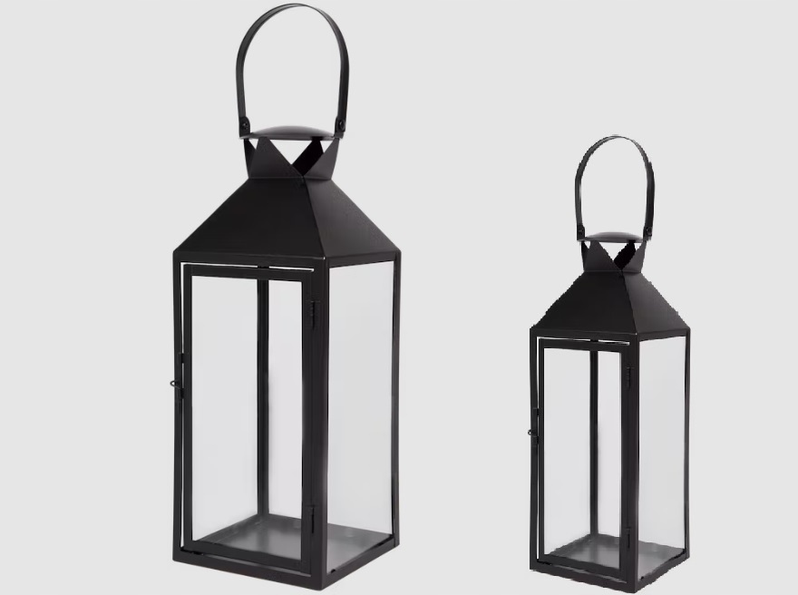 Latarenka lampion czarny metalowy LOFT zestaw 2szt
