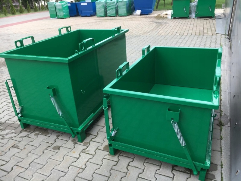 Metalowy kontener na szkło, drewno 1,1 m3, solidny