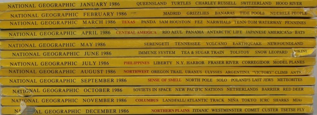 National geographic 12 numerów 1986