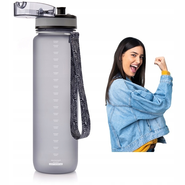 Bidon sportowy na treningi POJEMNY 1000ml MATERIAŁ TRITAN zamykany ustnik