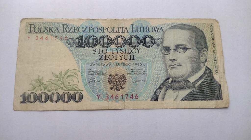 Banknot 100 000 zł 1990 rok SERIA Y + GRATIS