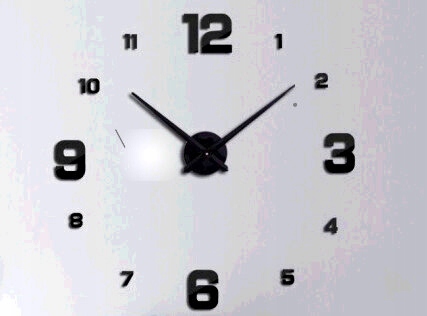 Zegar Ścienny naklejany duży czarny 12 godzin DIY