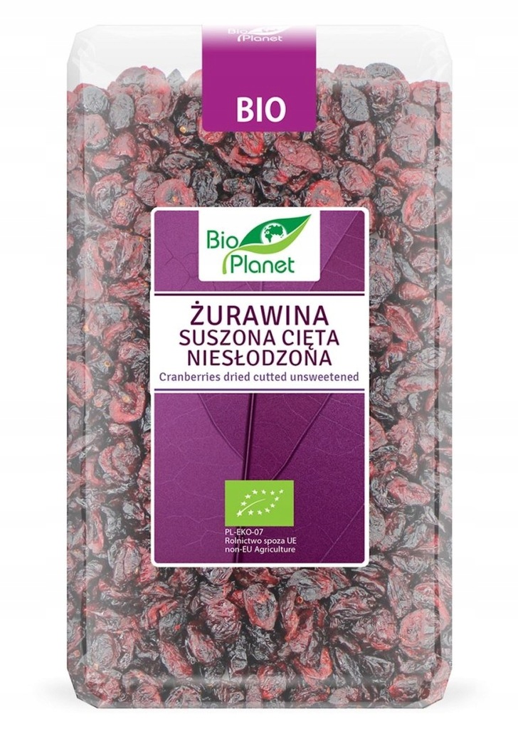 ŻURAWINA SUSZONA CIĘTA NIESŁODZONA BIO 1 kg - BIO