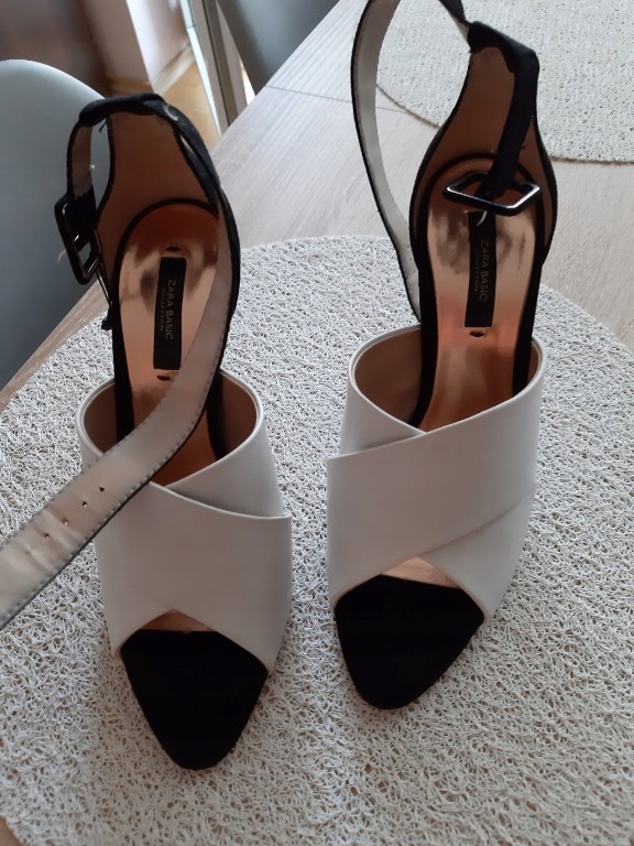 ZARA nowe sandały 39 czarny biały
