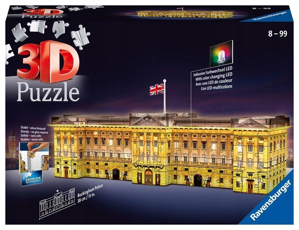 PUZZLE 3D BUDYNKI NOCĄ: PAŁAC BUCKINGHAM