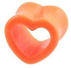 Plug tunel akryl pomarańczowy serce heart 12mm