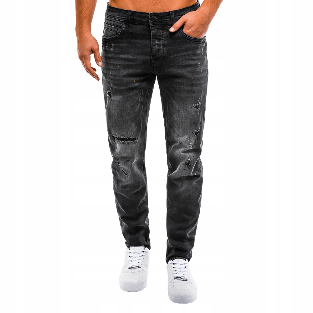 OMBRE Spodnie męskie jeansy P859 czarne M