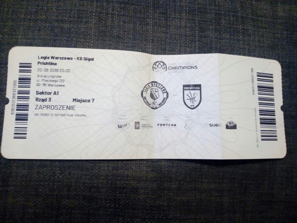Bilet Legia Warszawa - Sigal Pristina 20.09.2019